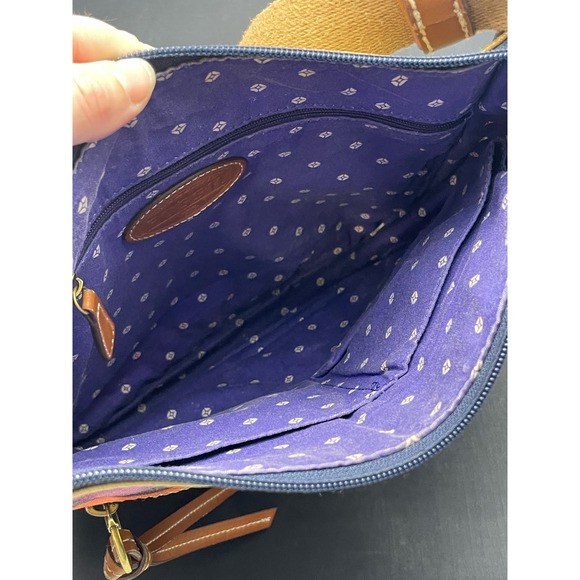 Fossil Keyper Crossbody Coated Canvas Mailbag Multicolor Stripe - Picture 8 of 10